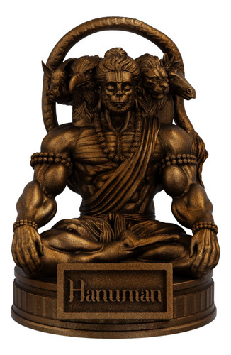 Estátua Hanuman - Pachamukhi Cor Cor Cobre Antigo