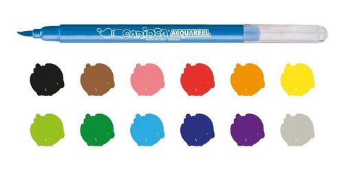Imagen 2 de 2 de Marcadores Punta Pincel Carioca Acquarell X 12 Made In Italy