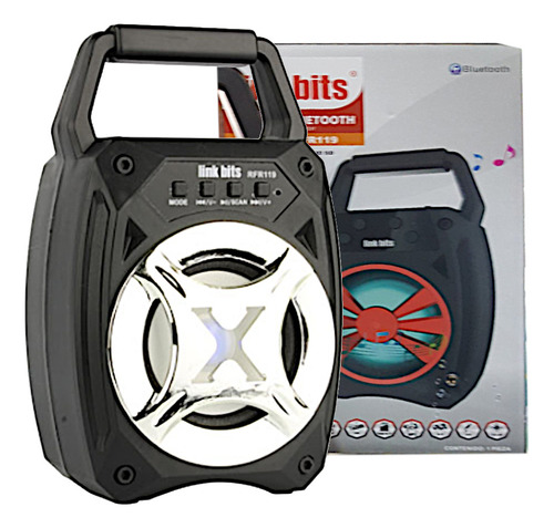 Bocina Bafle 3in Radio Fm Bluetooth Led Sd Aux Cable V8 2pzs
