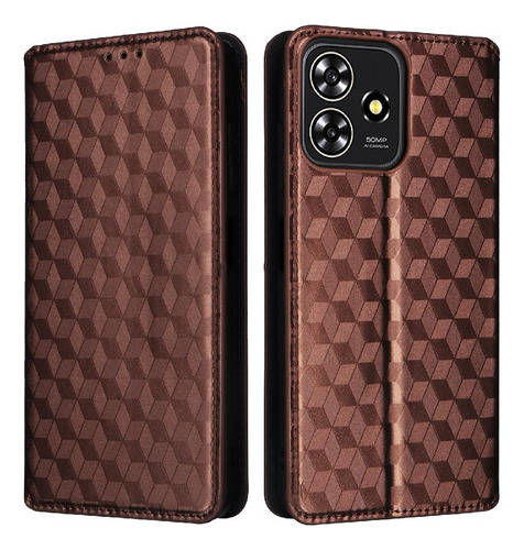 Funda Para Zte Axon 50 Lite Pu Cuero Cierre Magnético 3d