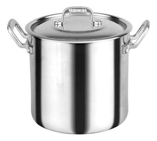 Olla Alta Recta 30 Cm/20 Lt Aluminio Acorozada Nsf Vasconia Gris