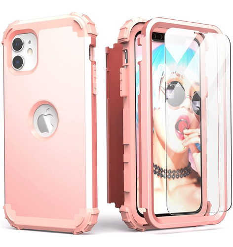 Funda Billetera Para iPhone 11 6.1 Rose Gold Con Protector