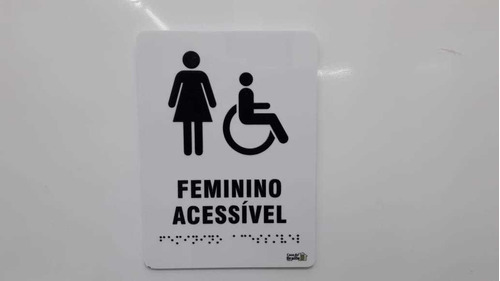 Imagem 1 de 1 de 2 Pçs Placa Sinalização Banheiro Feminino Acessível Braille