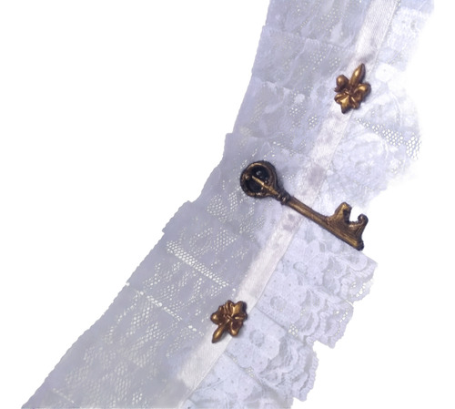 Gorguera Gotica Victoriano Steampunk Llave Barroco Dark Blanco