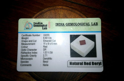 Bixbita Berilio Rojo- Corte Esmeralda - Certificado - 6.60ct