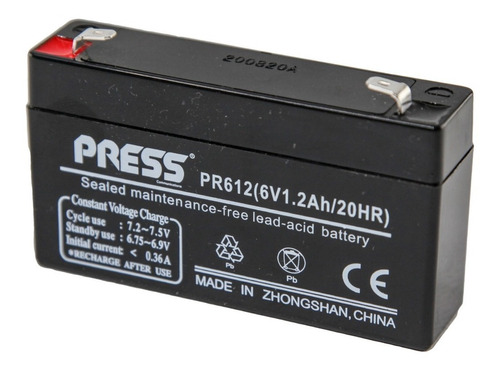 Bateria Gel Recargable 6v 1.2a Luz Emergencia Led Press Htec