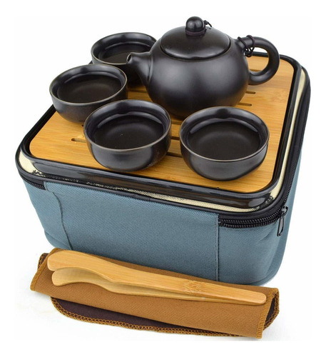 Juego De Té Set  De Viaje Kungfu Tetera Tazas Bandeja C Jdt