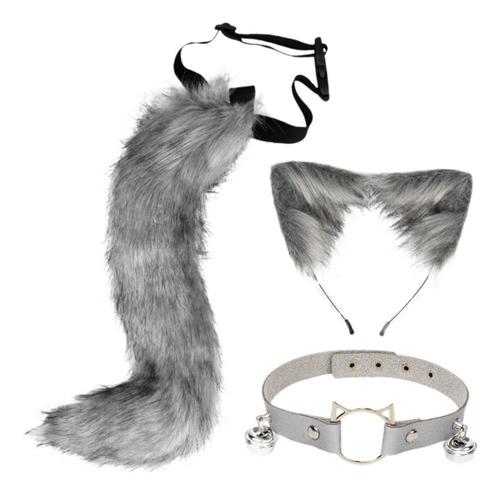 Conjunto De Collar, Diadema Y Cola Con Orejas Para