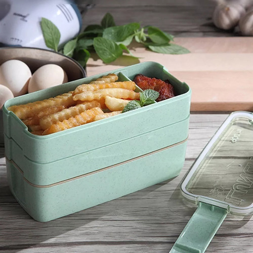 Contenedor Lonchera Box Lunch Divisiones Cubiertos Portatil