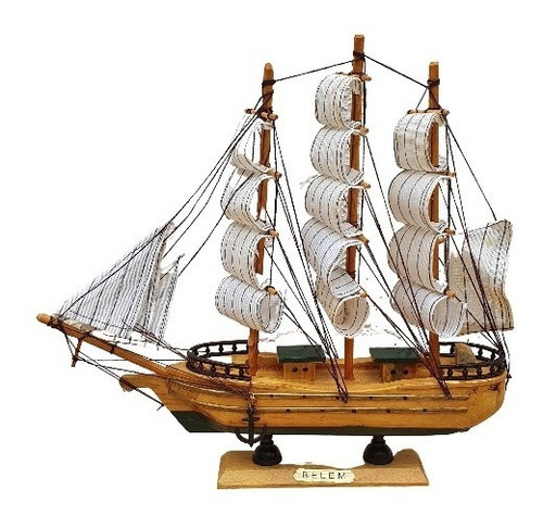 Imagem 1 de 1 de Barco Navio Decorativo 30 Cm - Madeira Maciça - Montado