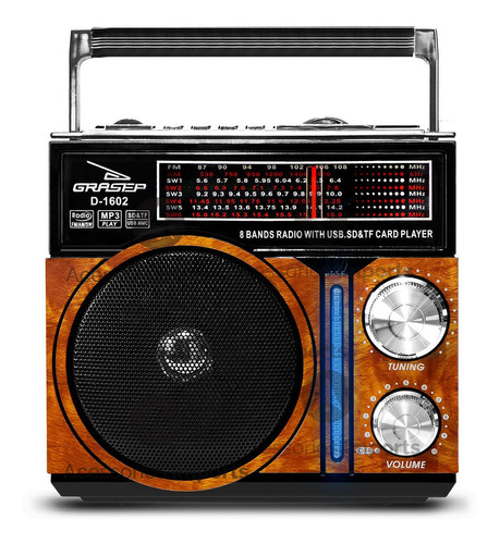 Radio Vintage Retrô Recarregável Am Fm Sw Usb Mp3 Auxiliar