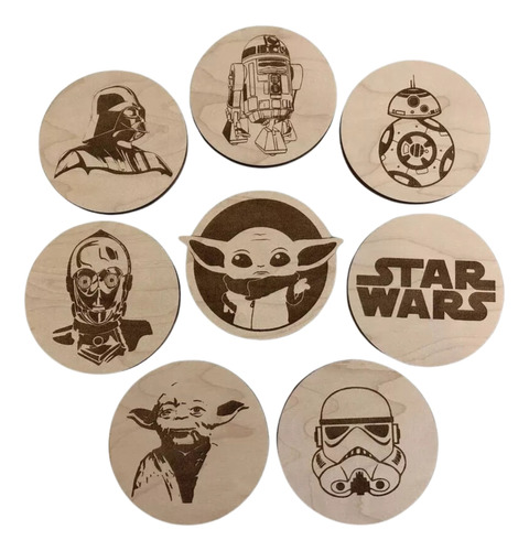 Set 8 Posavasos Star Wars Mandalorian En  Madera