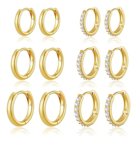 ~? Bmmye Small Gold Huggie Hoop Pendientes Para Mujer 6 Pare