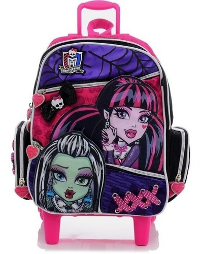 Mochila Escolar Monster High Bottons Tênis G Rodinha Sestini