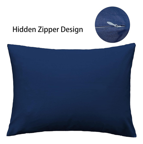 Funda De Almohada Suave 100% Algodón Egipcio Con Cremallera,