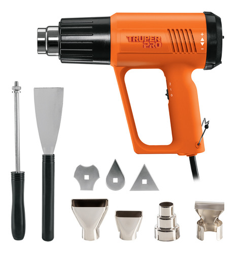Pistola de calor profesional 2000 W con 9 accesorios y estuche Truper PISCA-A