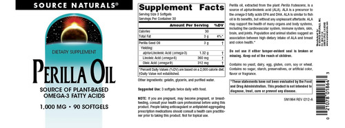 Aceite De Perilla Source Naturals, Fuente De Grasas Omega-3