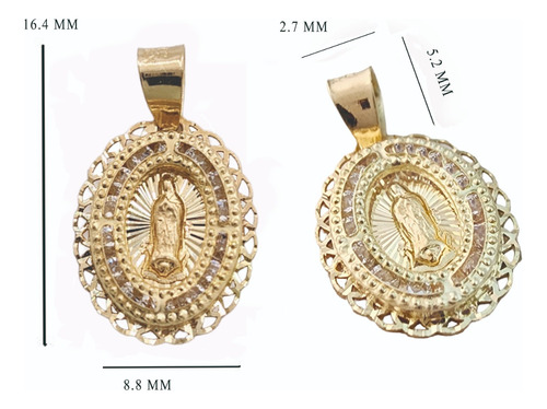 Medalla Oro De 10k Virgen Guadalupe Oro Cadena Regalo 006
