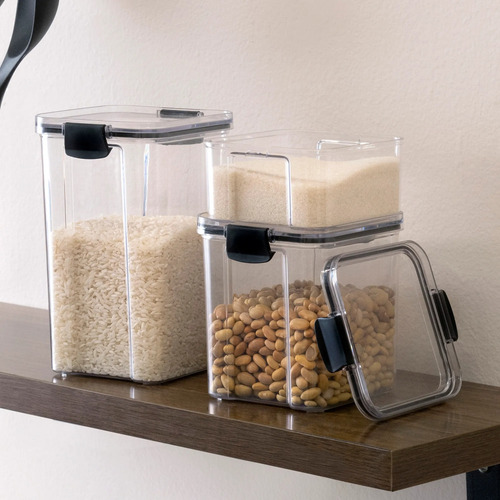 Recipiente Acrilico Para Alimentos 2 Pequeños 1 Grande Transparente