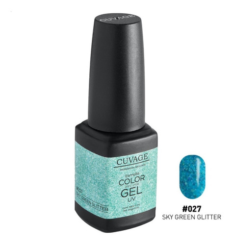 Esmalte De Uñas Semipermanente X 1 Cuvage Gel Colores Cabina Color #027 - Sky Green Glitter