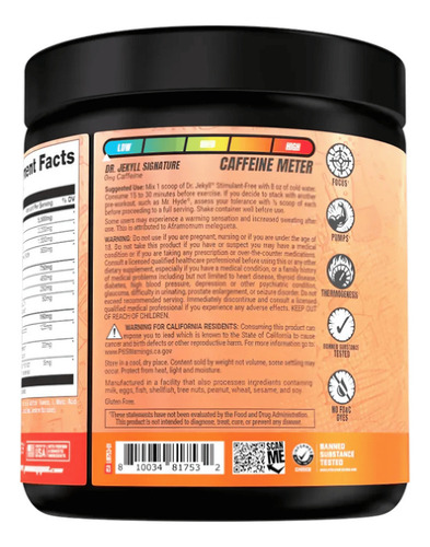 Prosupps Dr Jekyll Signature Pre Entreno 30 Servicios Sabor Naranja