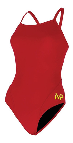 Phelps Traje De Natación Mujer Mid Back Solid / Rojo