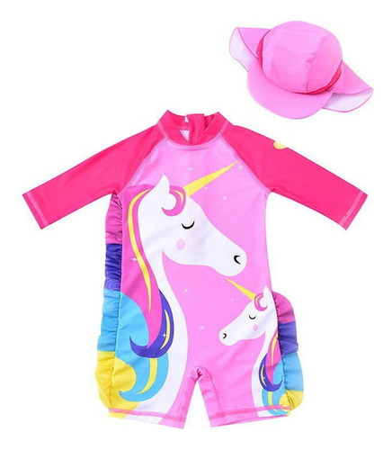 Bonito Traje De Baño De Una Pieza For Niñas De 1 A 8 Años .