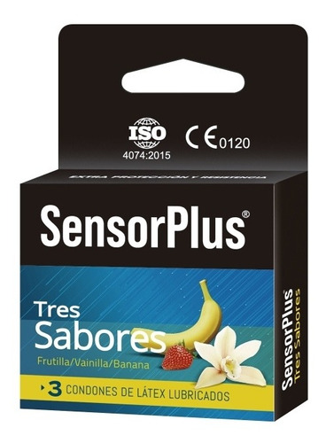 Preservativos Sensor Plus 3 Sabores / Caja × 3 Unidades