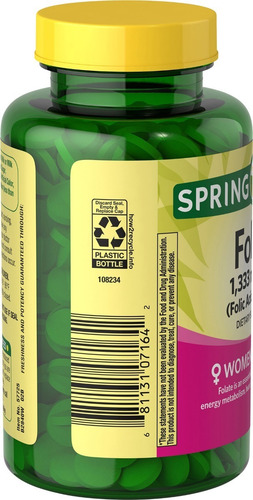 Acido Folico , Spring Valley 1.333m - Unidad a $150