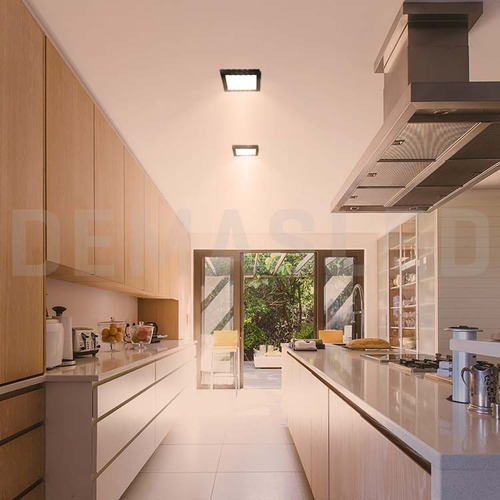 Pack 10 Focos Led Panel Cuadrado Sobrepuesto Negro 24w 220v Estructura Negro Blanco Cálido 3000-3500 °K