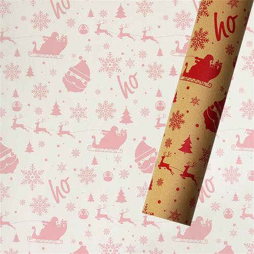Rollo de papel Kraft con estampado navideño para manualidades, regalo de arte P 3594, color D