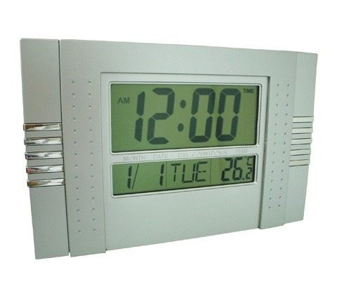 Relógio De Parede Digital Com Data Temperatura Alarme Prata