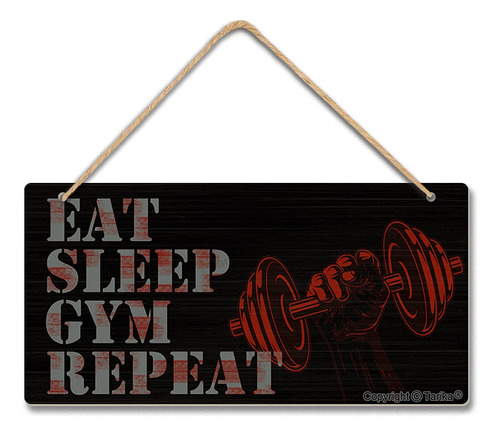 Letrero Decorativo Madera Texto Ingl «eat Sleep Gym Repeat»