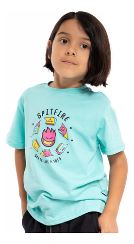 Polera Infantil Spitfire Skate Like A Girl Celeste