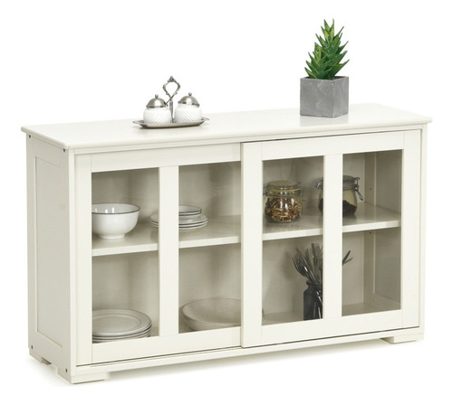 Vitrina De Madera Con Puertas Corredizas Blanco