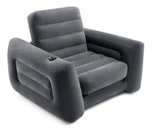 Sillon Sofa Cama Sala Inflable Individual Gris Hogar Intex