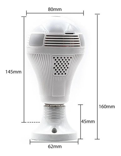 Imagem 6 de 8 de Lâmpada Espiã Câmera Visão Noturna Ip Led Wifi Hd Panorâmica