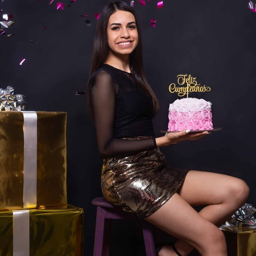 Imagen 3 de 4 de Decoración Para Tartas De Feliz Cumpleaños