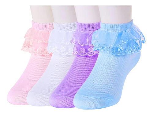 Calcetines Con Volantes For Niñas, Calcetines De Encaje Con