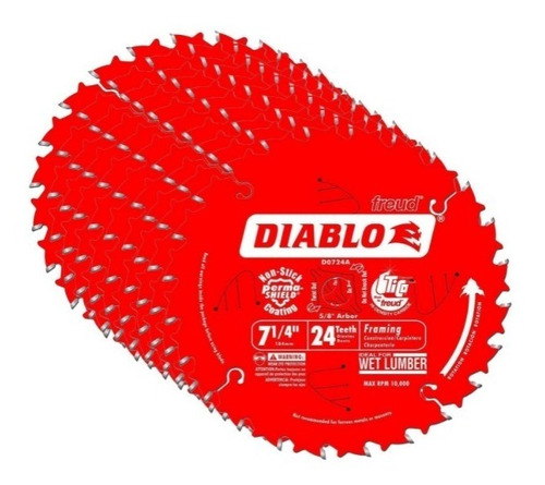  Disco De Sierra Circular Diablo 7-1/4'' 24 Dientes X10 Unds
