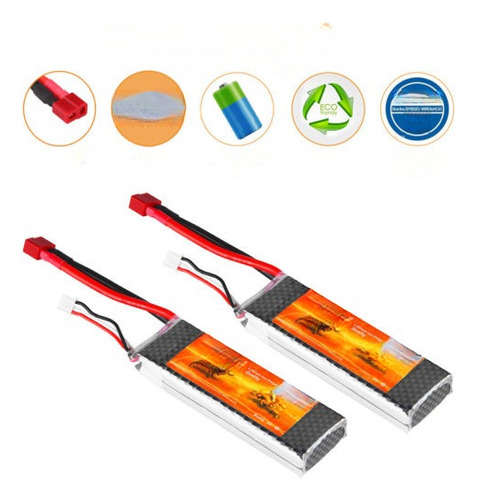 2 X Floureon 2s 7.4v 2200mah 35c Batería Lipo Rc Decanos Par