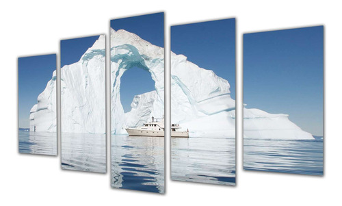 Cuadro 60x100cm Iceberg Bote Mar Helado Hielo Blanco N1