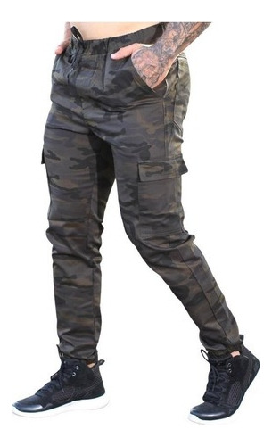 Calca Masculina Skinny Camuflada Militar Estilo Jeans Swag 