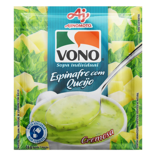 Sopa creme instantânea Vono  cremosa espinafre com queijo em pacote 16 g