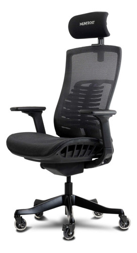 Silla Gamer Munfrost Nova Nash Negra Soporte Lumbar 180kg Color Negro Material del tapizado Nylon