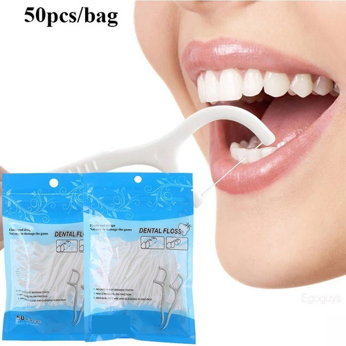 Fio Dental Com Haste Descartável 50 Unidades Higiene Bucal