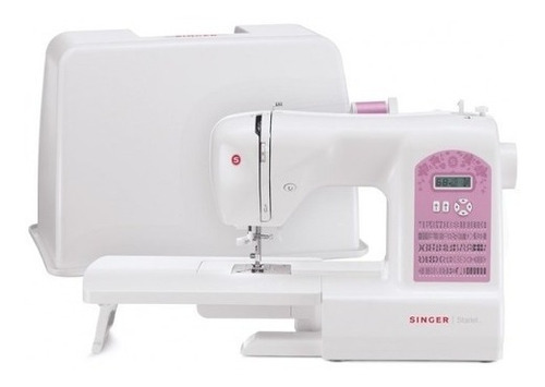 Máquina de coser recta Singer Starlet 6699 portable blanca y rosa 120V