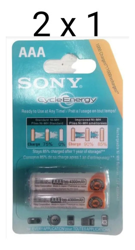 Pilas Recargables Sony Aaa Blister 2u X 4300 Mah