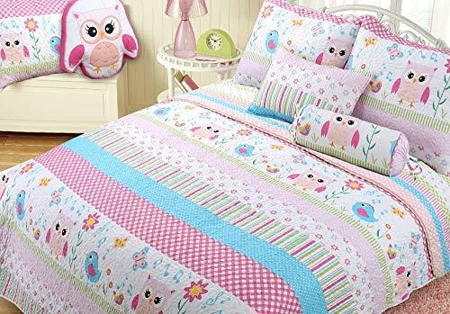 Cozy Home Fashions Happy Owl Pink Reversible Edredón Juego D