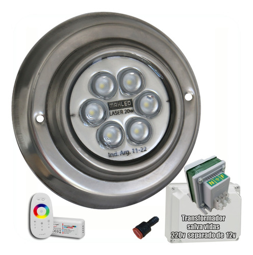 Luz De Pileta 20w Rgb Fuente/control/pasamuro/caja